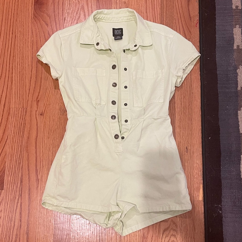 BDG urban outfitters light green denim romper